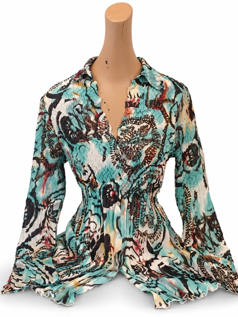 Alberto Makali Pleated Butterfly Buttondown - Women's Size, Large.